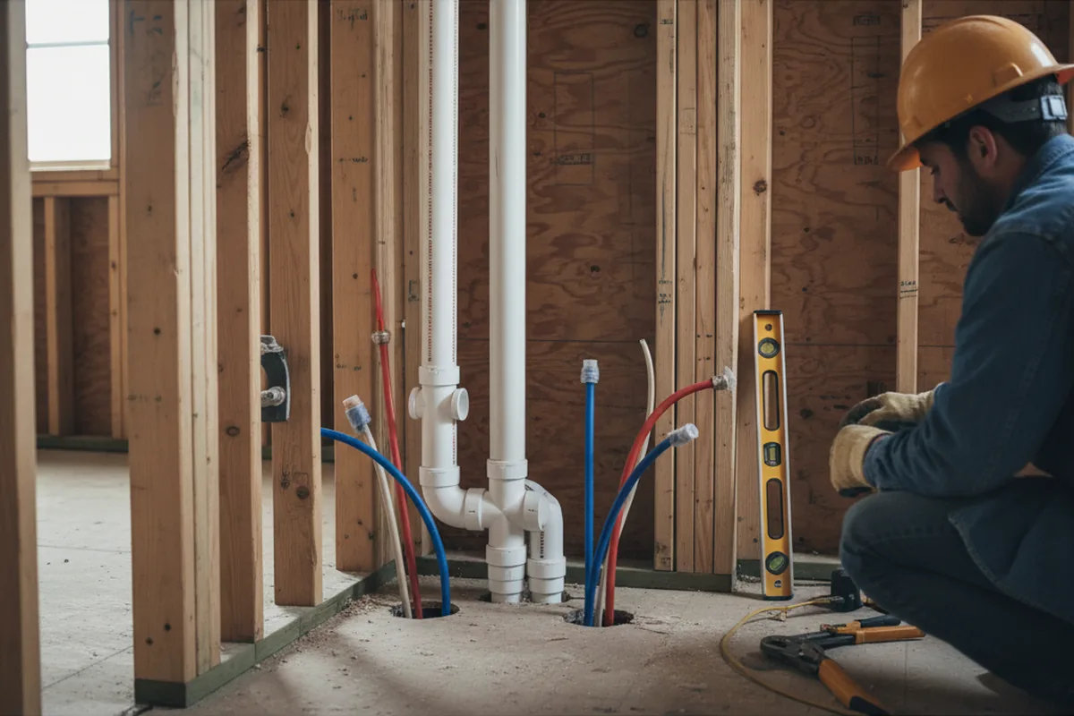 Drain and supply rough-in during Leak Detection in Southwest Harbor